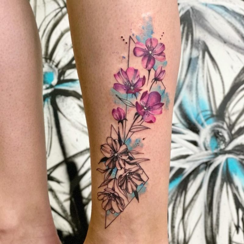 Tattoo flor de cerezo y almendro acuarela