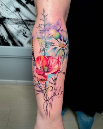 Tattoo flores acuarela