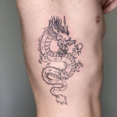 Tattoo dragon fine line