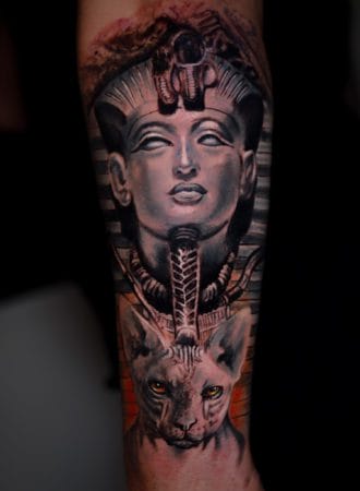 Tattoo faraón y gato
