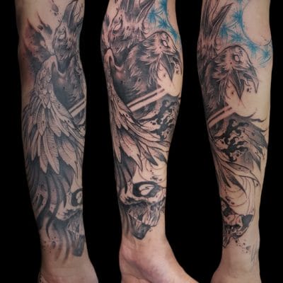 tattoo cuervo dos cabezas