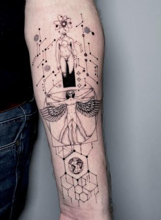tattoo composición fine line
