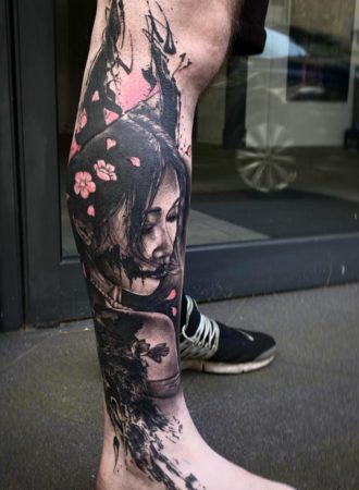 tattoo geisha blackwork